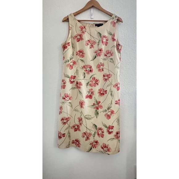 Valerie Dresses Sheath Dress Womens 16 Beige Floral Silk‎ Linen Fairy Garden - Picture 1 of 11